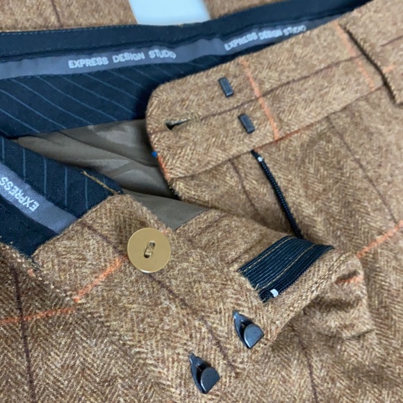 Express Design Studio Editor Windowpane Herringbone Wool Blend Pants - Picture 8 of 10